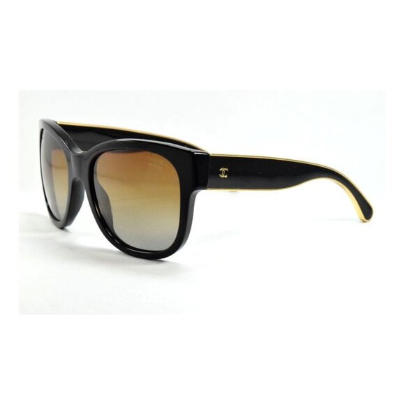 Chanel 5270 c.622/S9 Black&Gold 16ct Gold / Brown Polarized Lenses - Picture 1 of 8